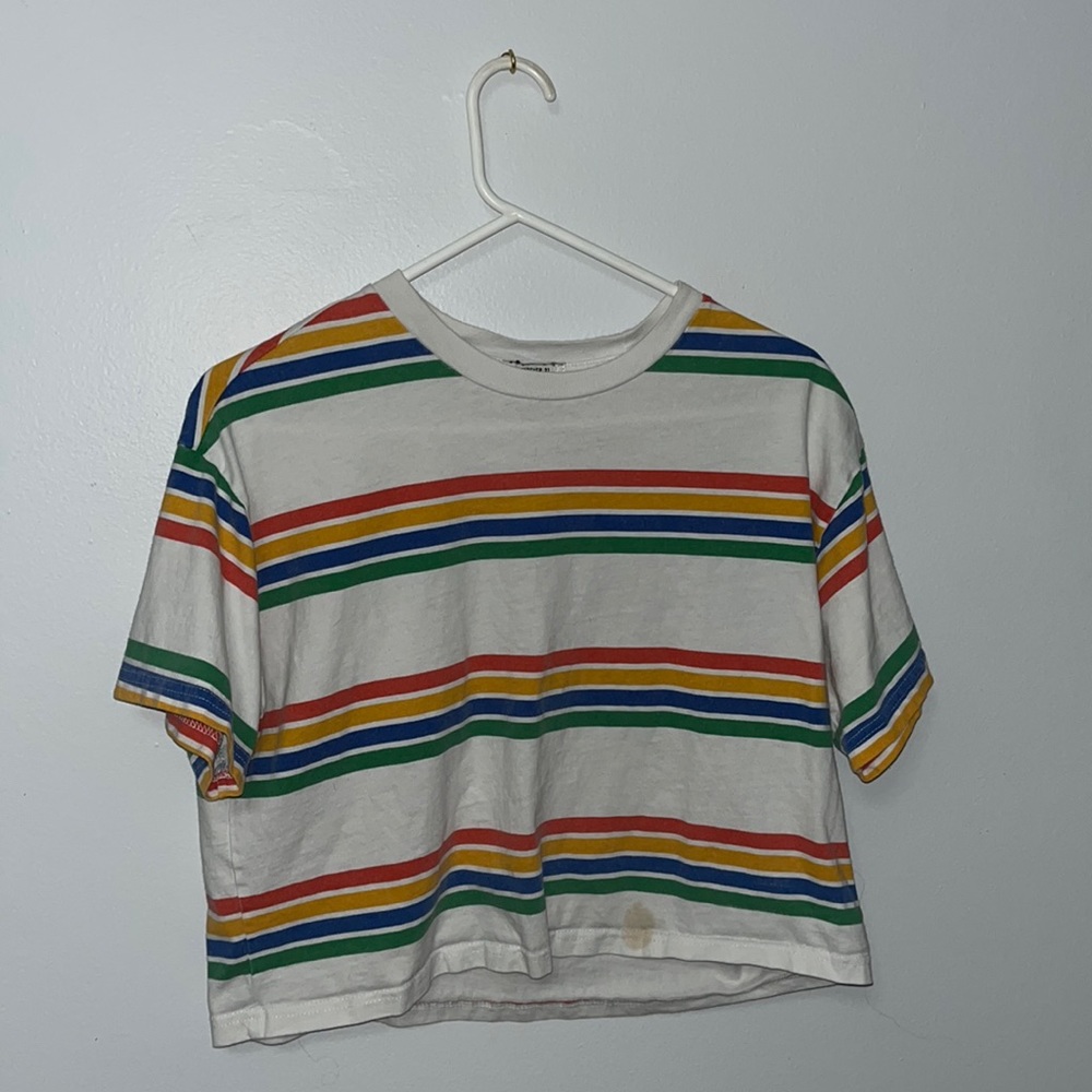 Rainbow Striped Slightly Cropped Tee